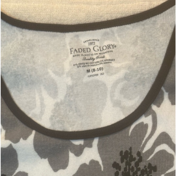 🌸 $3 if bundled - Medium ( 8 - 10 ) Faded Glory Ribbed Floral Tank Top Stretchy - Picture 2 of 6